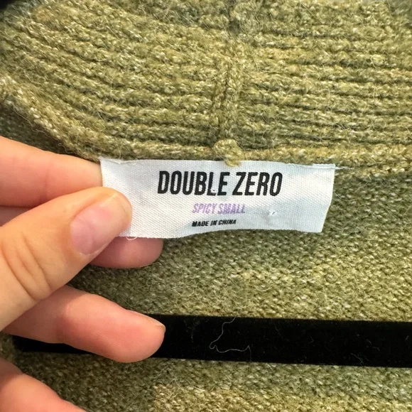 Double Zero Cropped Cardigan Olive Green Button Front Preppy Old Money Style S - Picture 2 of 4